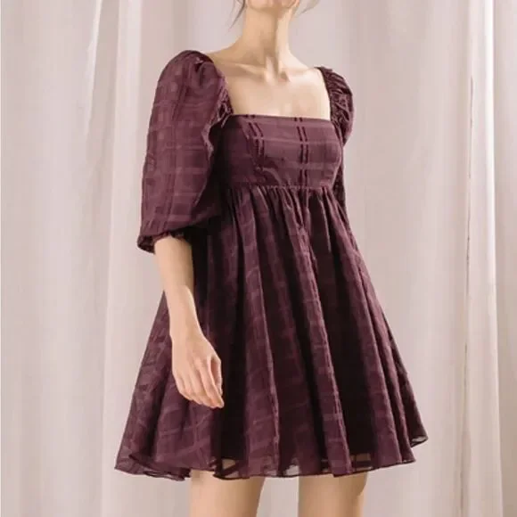 Storia Monochromatic Plaid Baby Doll
Mini Dress size S Purple - Picture 2 of 10